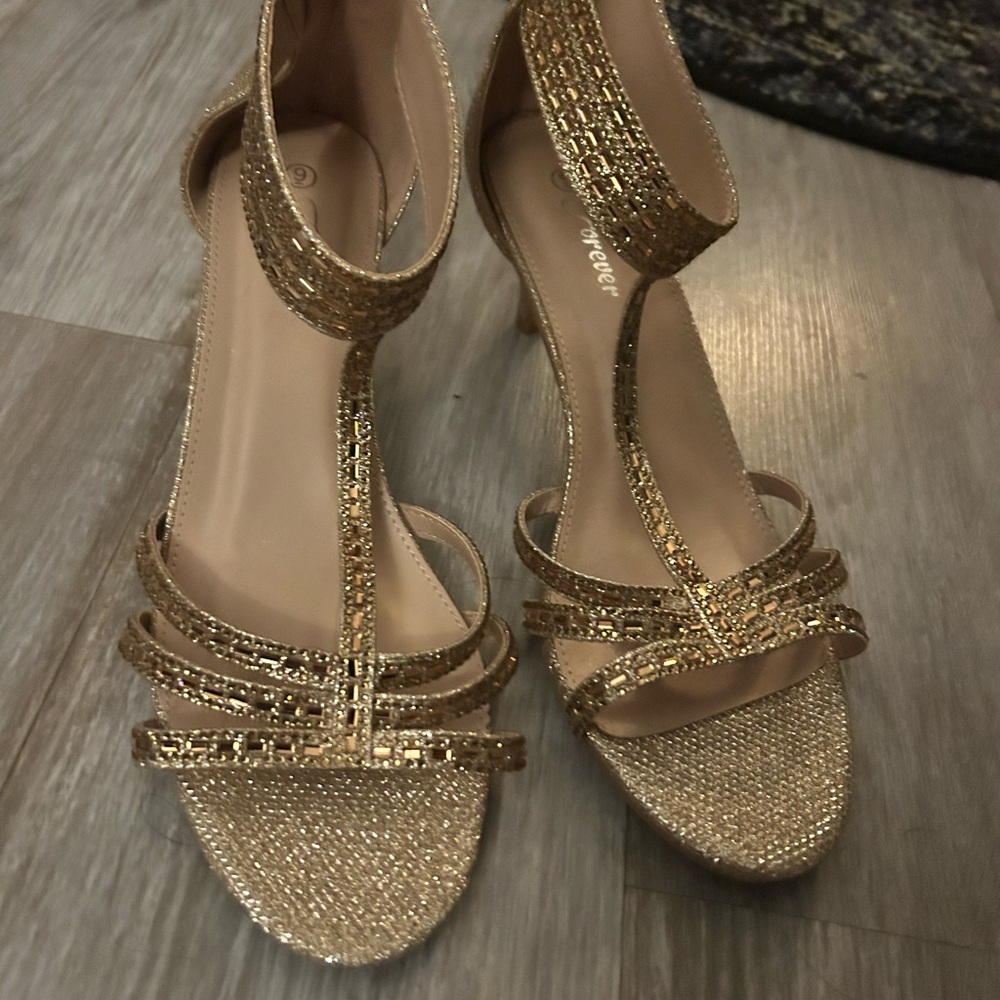 Gold Strappy Pumps